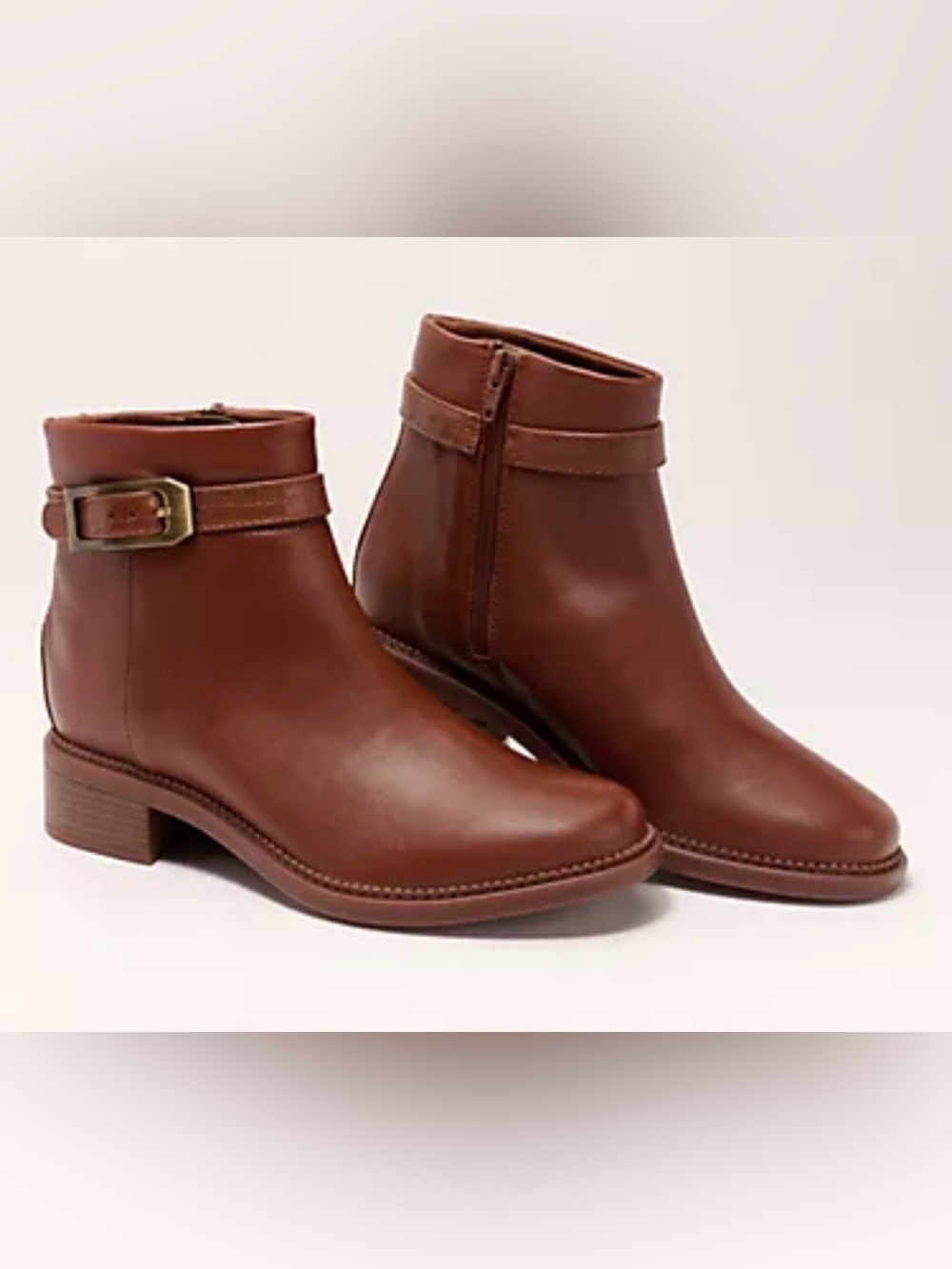 Clarks Chestnut Brown Leather Ankle Booties with Buckle